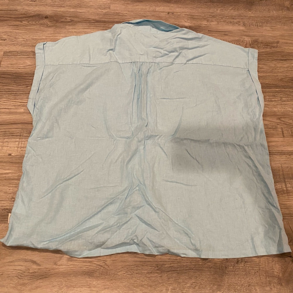 Orvis Blue Short Sleeve Linen Blend Shirt Button Down Size XXL Outdoor Collar - Picture 2 of 5